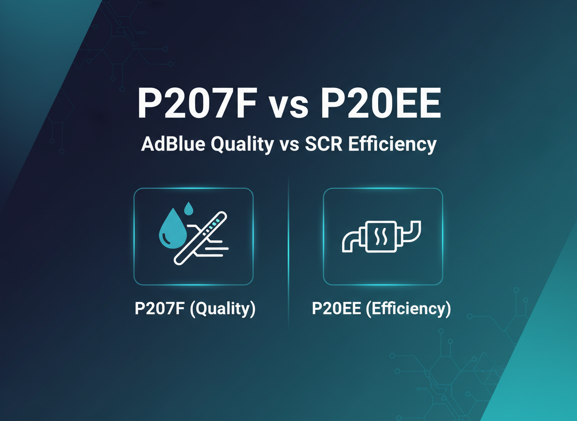 P207F vs P20EE: AdBlue quality fault compared to SCR efficiency fault
