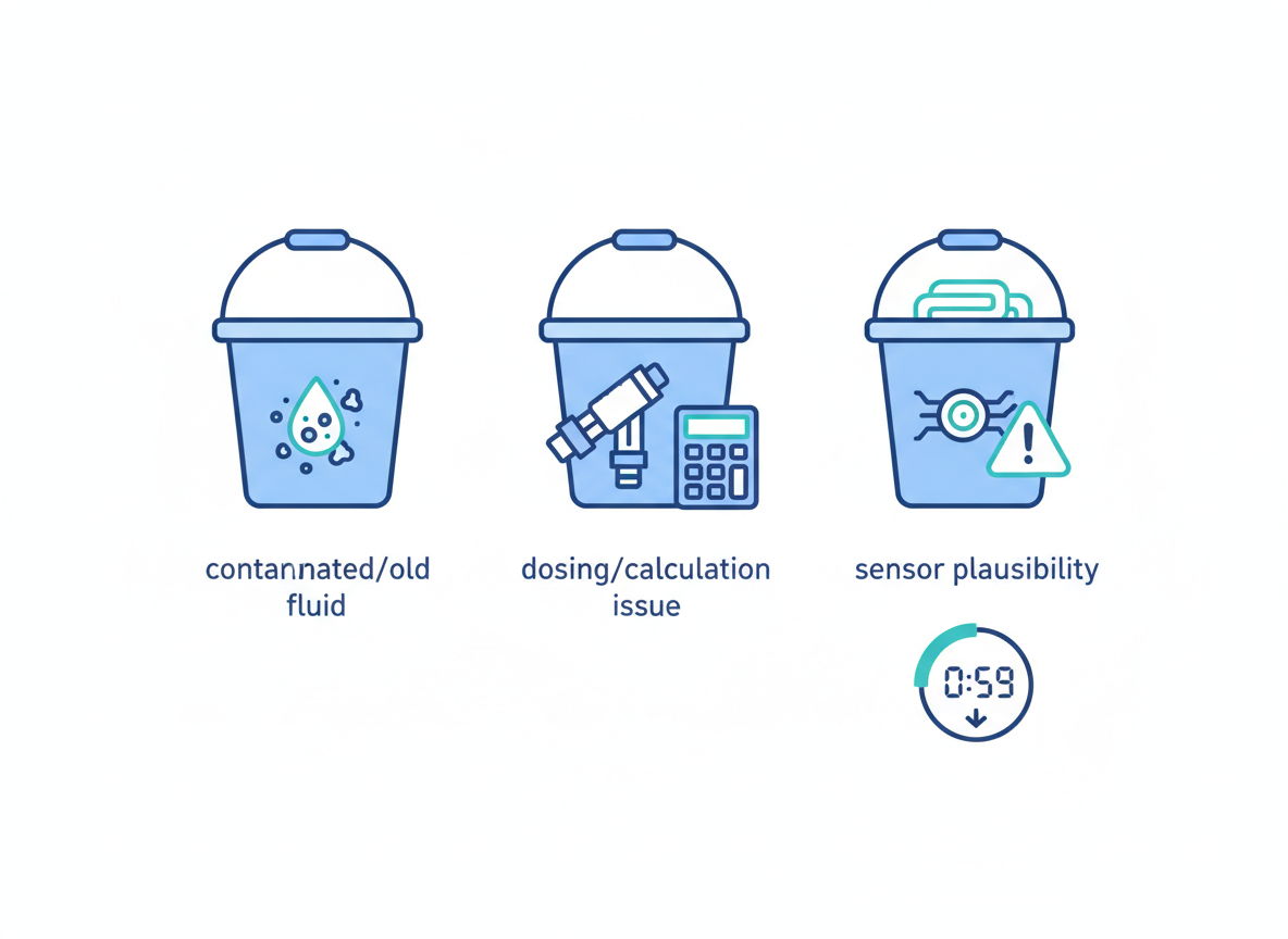 Technician checking AdBlue quality and system data related to SID212EVO P207F fault code