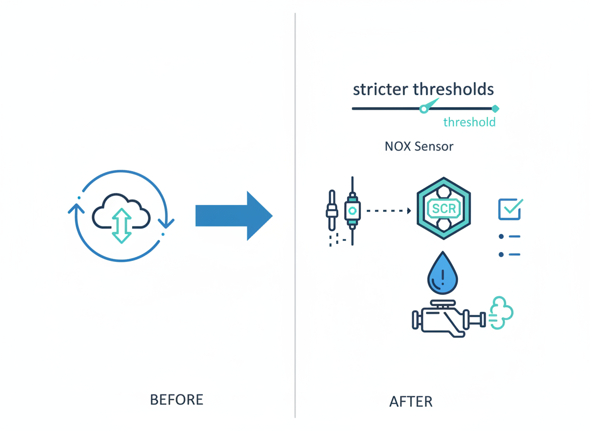 Ford EcoBlue dashboard showing AdBlue or SCR fault warning after a software update