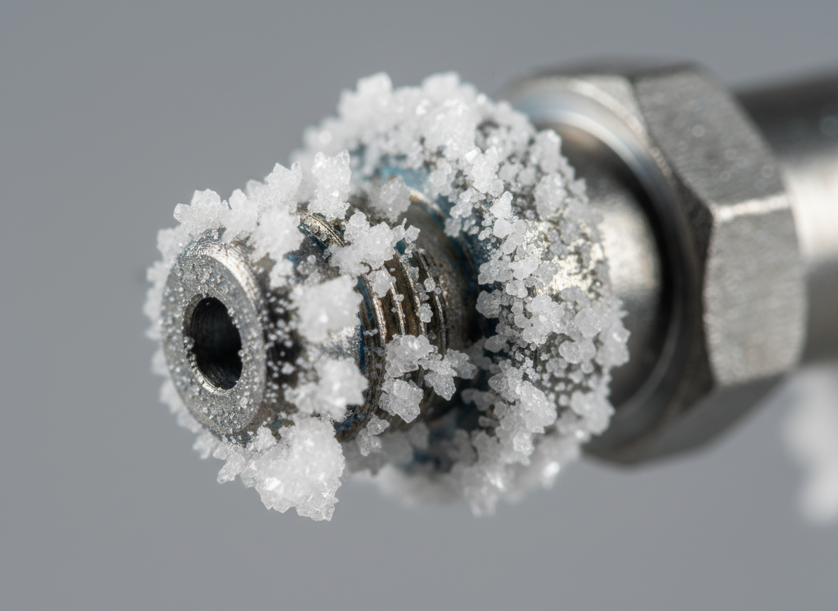 AdBlue injector crystallisation deposits that can trigger Peugeot P20EE faults