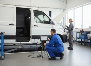 VW Crafter van dashboard during an AdBlue system reset procedure