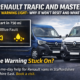 Renault Trafic and Renault Master with AdBlue warning light and no-start countdown on dashboard display