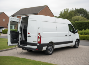 Renault Master van connected to an OBD cable for AdBlue and SCR fault diagnosis
