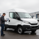 Iveco Daily van being scanned with a handheld OBD diagnostic tool