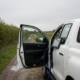 Toyota Hilux pickup on a farm track during mobile AdBlue diagnostic inspection