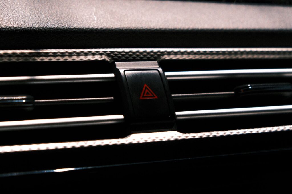 Diesel van dashboard showing an illuminated amber AdBlue warning light